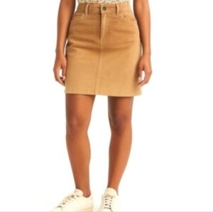 Abercrombie & Fitch Tan Corduroy  Cotton Raw Hem Whiskered Skirt 4 Brown